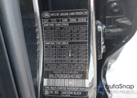 2016 Land Rover Discovery Sport Hse из США, поврежденный, VIN SALCR2BG8GH574827